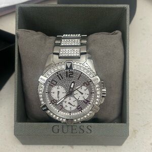 Guess watch men’s silver with diamond accents